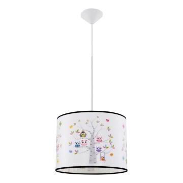 Kinder hanglamp aan een koord OWLS 1xE27/15W/230V diameter 40 cm uilen