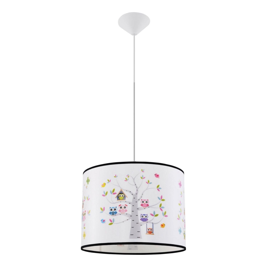 Kinder hanglamp aan een koord OWLS 1xE27/15W/230V diameter 40 cm uilen