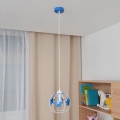 Kinder hanglamp aan een koord STARS 1xE27/15W/230V blauw/wit