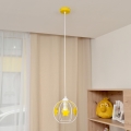 Kinder hanglamp aan een koord STARS 1xE27/15W/230V geel/wit