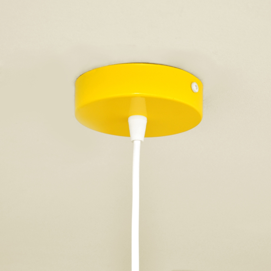 Kinder hanglamp aan een koord STARS 1xE27/15W/230V geel/wit