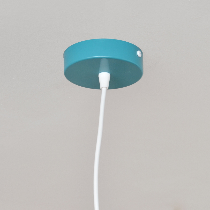 Kinder hanglamp aan een koord STARS 1xE27/15W/230V turquoise/wit