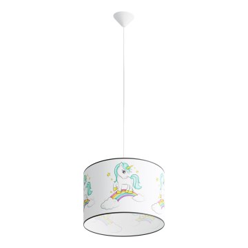 Kinder hanglamp aan een koord UNICORN 1xE27/15W/230V diameter 40 cm eenhoorn