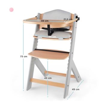 KINDERKRAFT - Chaise de repas pour bébé avec revêtement ENOCK grise