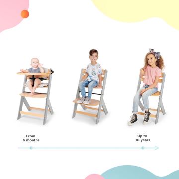 KINDERKRAFT - Chaise de repas pour bébé avec revêtement ENOCK grise