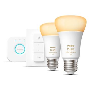 Kit de démarrage Philips Hue WHITE AMBIANCE 2xE27/8W/230V + appareil d