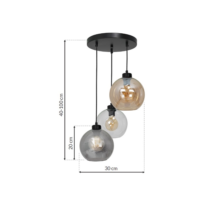 Kleurrijke Kroonluchter aan koord SOFIA 3xE27/60W/230V