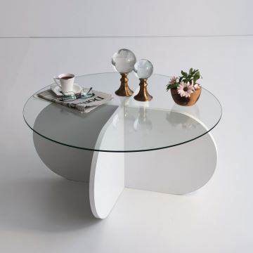 Koffie Tafel BUBBLE 35x75 cm wit/doorzichtig