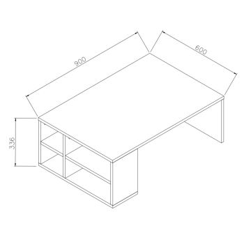 Koffie Tafel DEFNE 34x90 cm wit/bruin