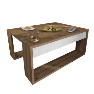 Koffie Tafel GORDER 35x80 cm bruin/wit