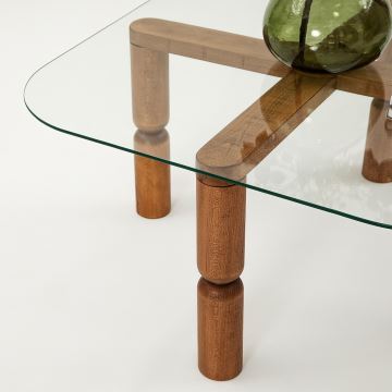 Koffie Tafel KEI 40x80 cm bruin/doorzichtig