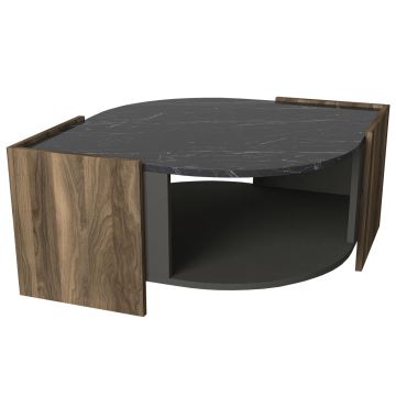 Koffie Tafel MARBEL 40x75 cm bruin/zwart