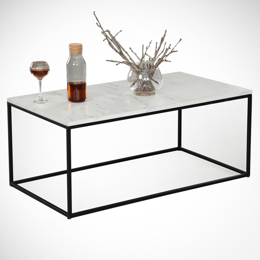 Koffie Tafel MARMO 43x95 cm zwart/wit