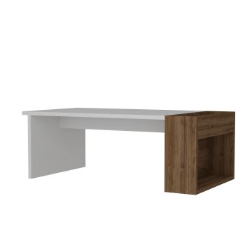 Koffie Tafel VIEW 34x95 cm wit/bruin