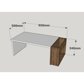 Koffie Tafel VIEW 34x95 cm wit/bruin