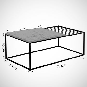 Koffie Tafel  ZINUS 43x95 cm zwart