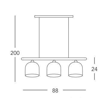 Kolarz A1352.83.Au.100 - Hanglamp aan een koord NONNA 3xE27/60W/230V hert eiken/wit/goud