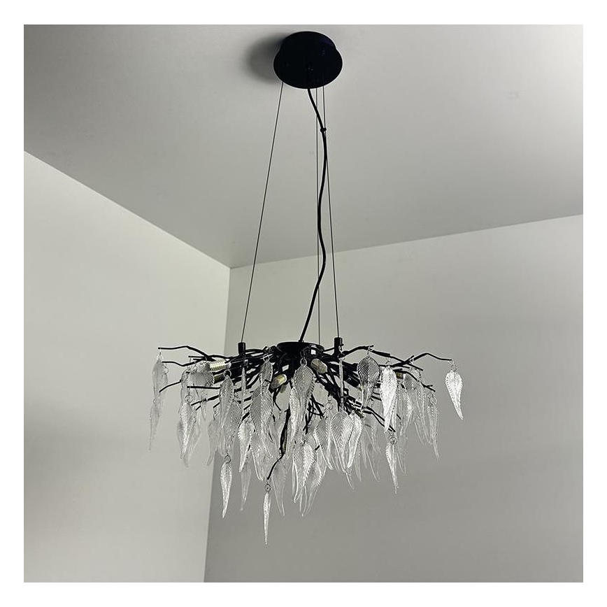 Kristallen hanglamp aan een koord 10xG9/40W/230V zwart