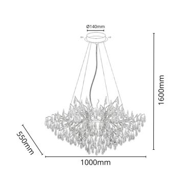 Kristallen hanglamp aan een koord 11xG9/40W/230V goud