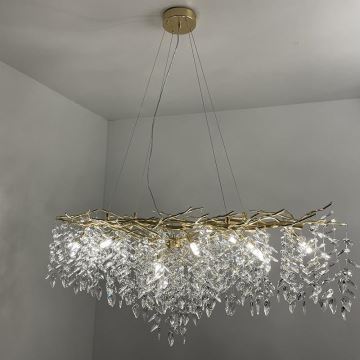 Kristallen hanglamp aan een koord 12xG9/40W/230V goud