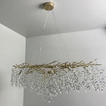 Kristallen hanglamp aan een koord 12xG9/40W/230V goud