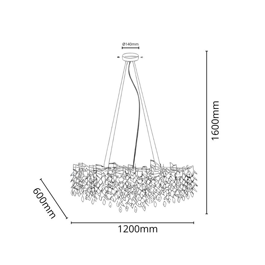 Kristallen hanglamp aan een koord 12xG9/40W/230V goud