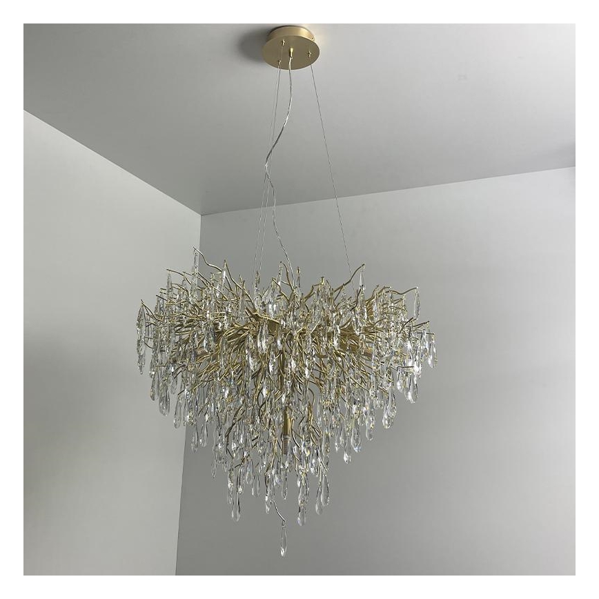 Kristallen hanglamp aan een koord 12xG9/40W/230V goud