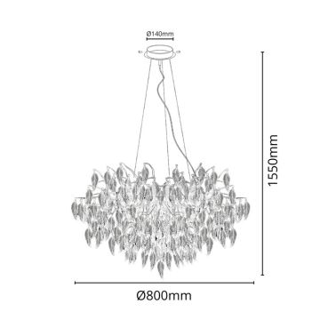 Kristallen hanglamp aan een koord 12xG9/40W/230V zwart