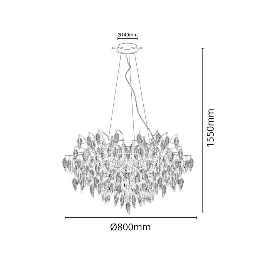 Kristallen hanglamp aan een koord 12xG9/40W/230V zwart