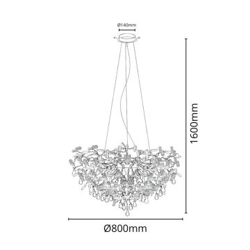 Kristallen hanglamp aan een koord 13xG9/40W/230V chroom