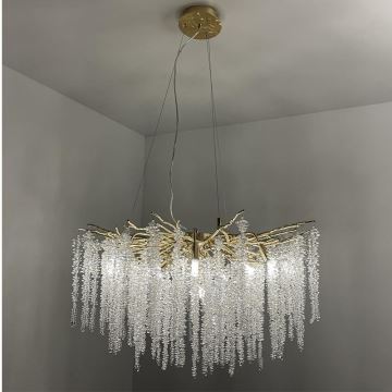 Kristallen hanglamp aan een koord 13xG9/40W/230V goud