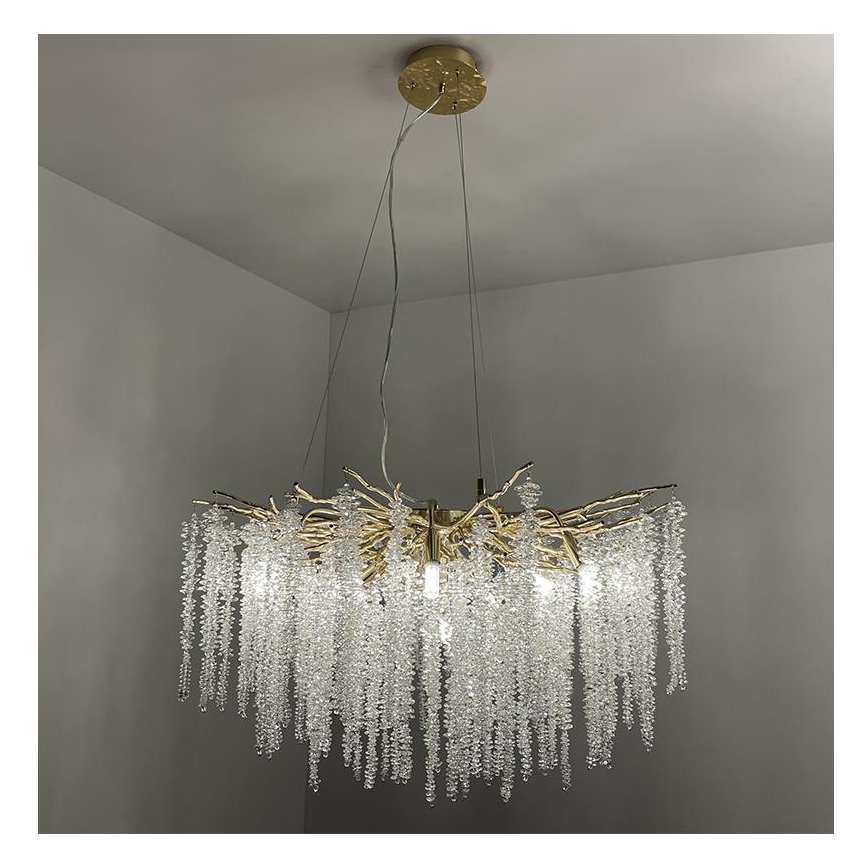 Kristallen hanglamp aan een koord 13xG9/40W/230V goud