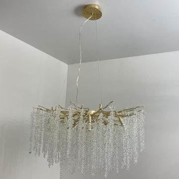 Kristallen hanglamp aan een koord 13xG9/40W/230V goud