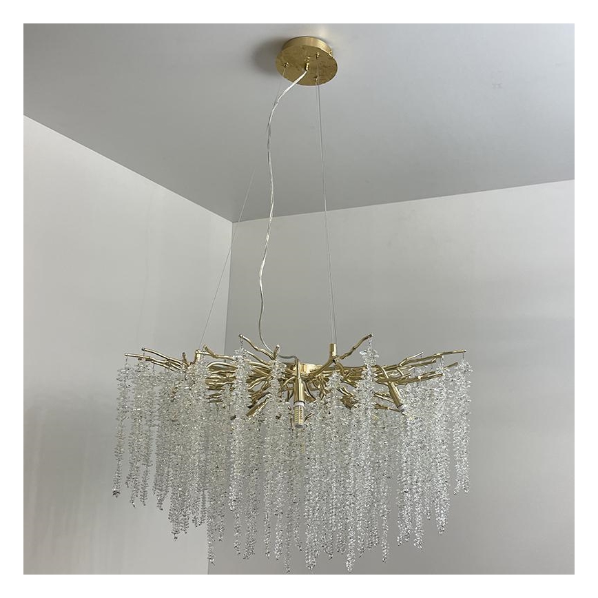 Kristallen hanglamp aan een koord 13xG9/40W/230V goud