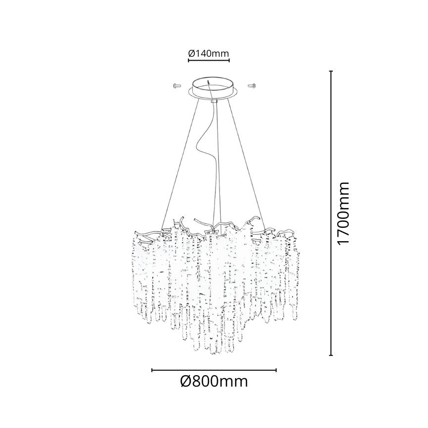 Kristallen hanglamp aan een koord 13xG9/40W/230V goud