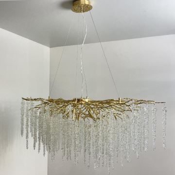 Kristallen hanglamp aan een koord 13xG9/40W/230V goud