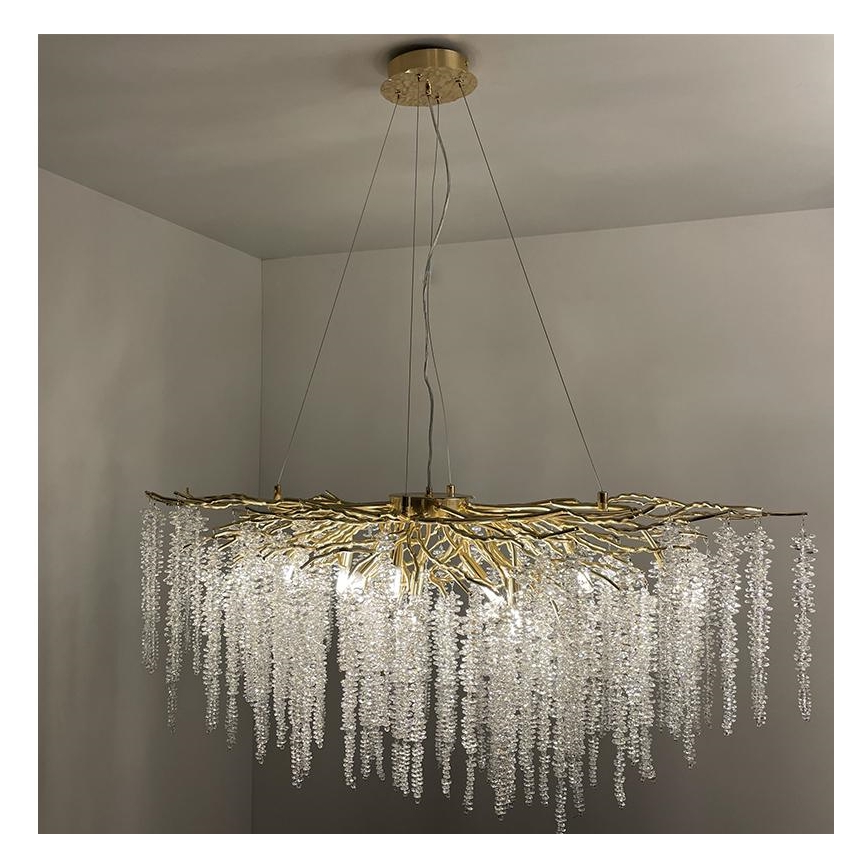 Kristallen hanglamp aan een koord 13xG9/40W/230V goud