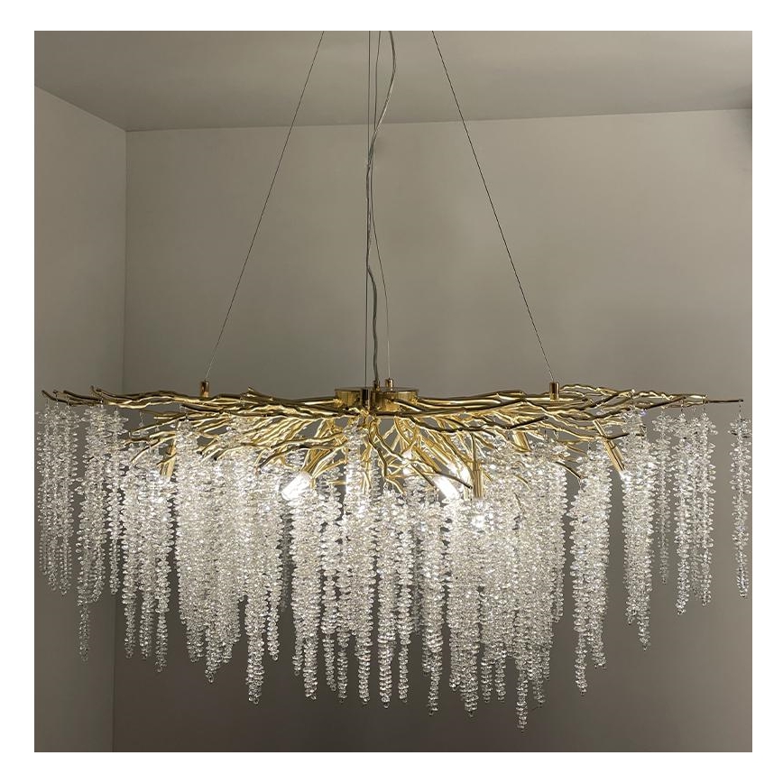 Kristallen hanglamp aan een koord 13xG9/40W/230V goud