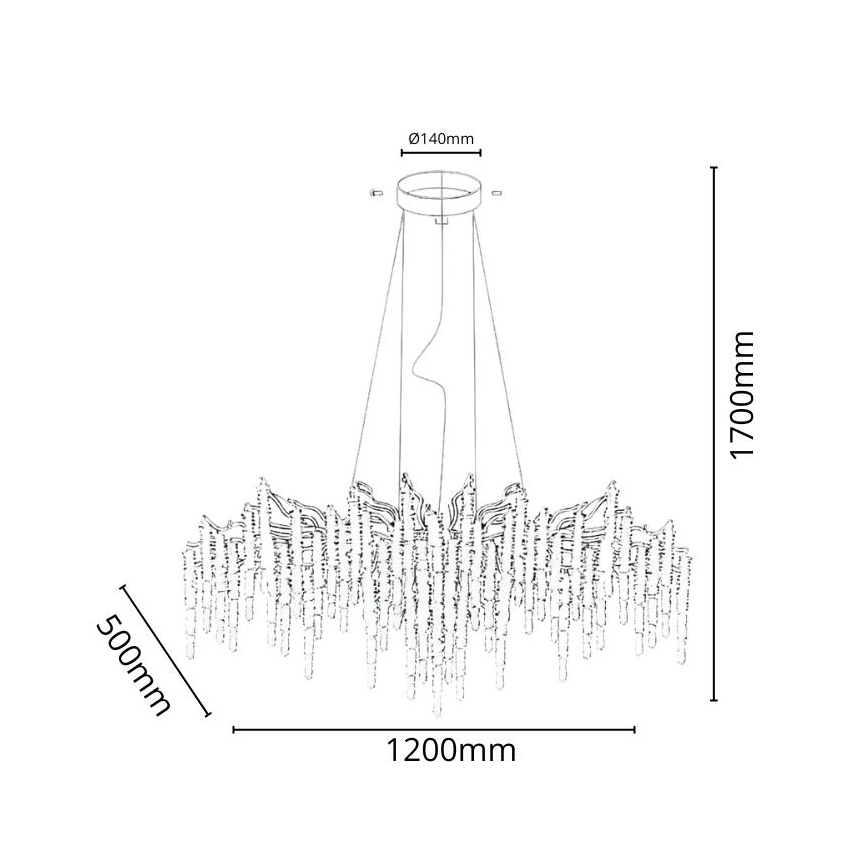 Kristallen hanglamp aan een koord 13xG9/40W/230V goud