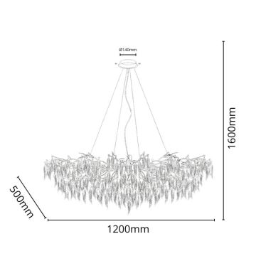 Kristallen hanglamp aan een koord 15xG9/40W/230V zwart