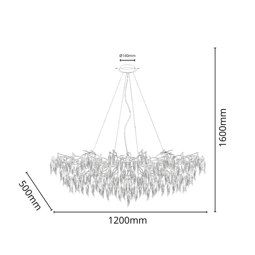 Kristallen hanglamp aan een koord 15xG9/40W/230V zwart