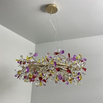 Kristallen hanglamp aan een koord 16xG9/40W/230V kleurrijk