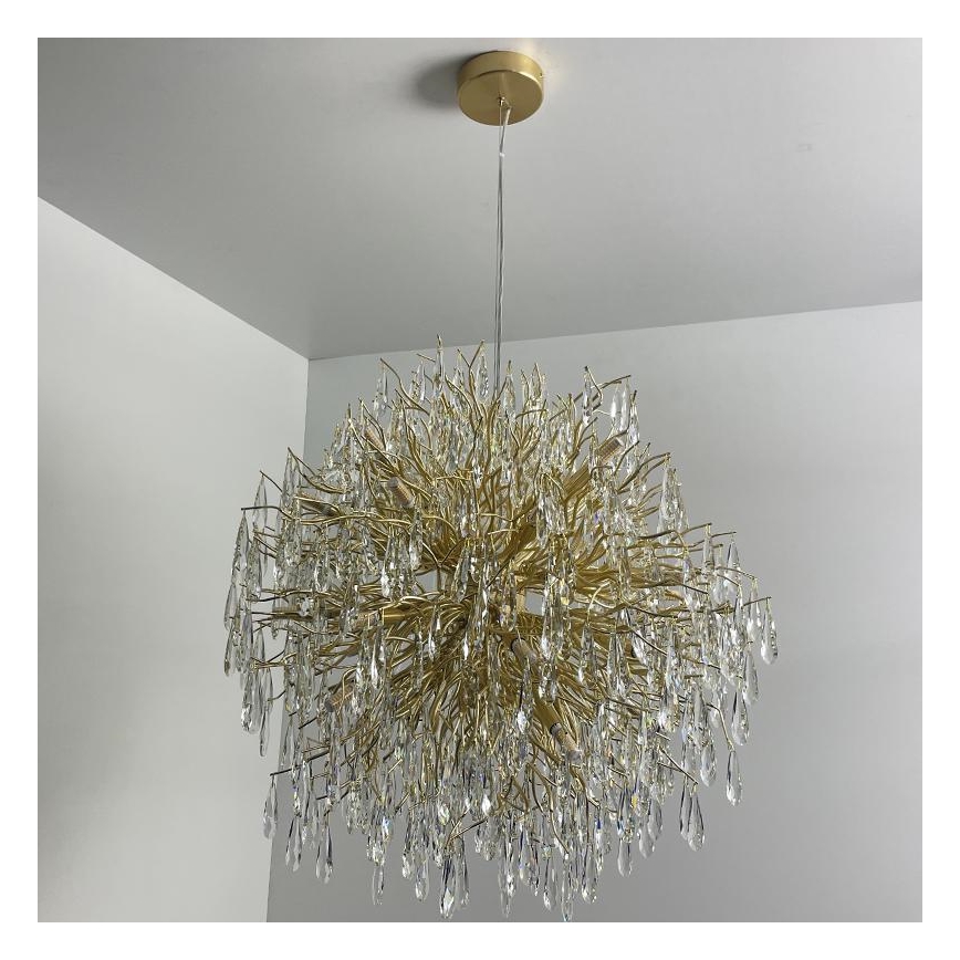 Kristallen hanglamp aan een koord 24xG9/40W/230V goud