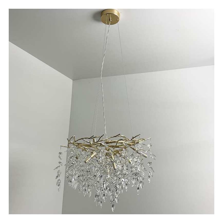 Kristallen hanglamp aan een koord 9xG9/40W/230V goud