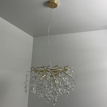 Kristallen hanglamp aan een koord 9xG9/40W/230V goud