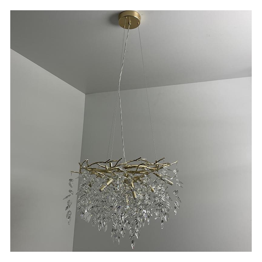 Kristallen hanglamp aan een koord 9xG9/40W/230V goud