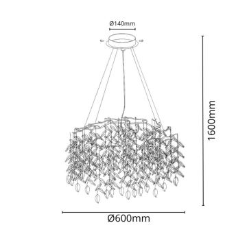 Kristallen hanglamp aan een koord 9xG9/40W/230V goud