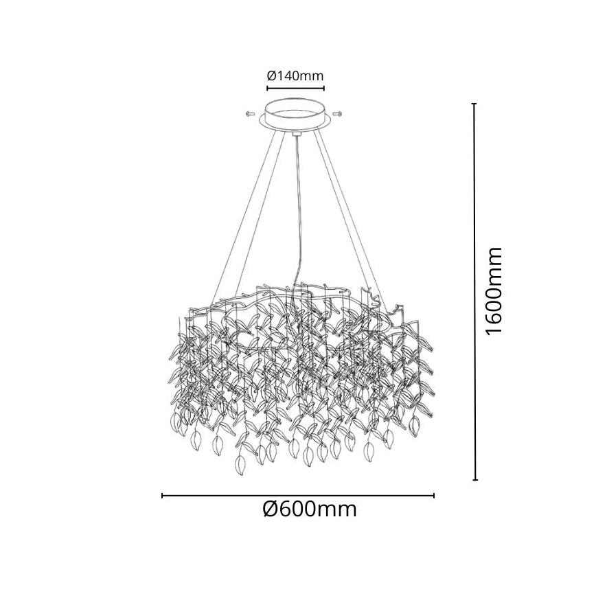 Kristallen hanglamp aan een koord 9xG9/40W/230V goud