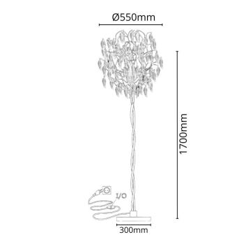 Kristallen staande lamp 5xG9/40W/230V zwart