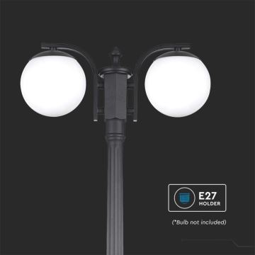 Lampadaire d'extérieur 2xE27/60W/230V IP44 199 cm noir